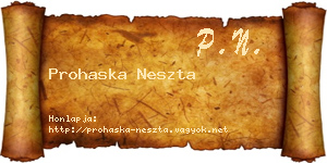 Prohaska Neszta névjegykártya